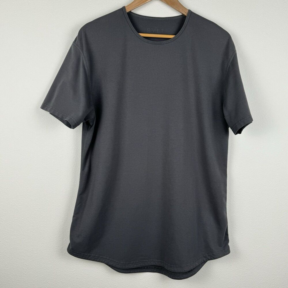 BYLT Drop Cut Premium Basics Short Sleeve Shirt Sz M Gray Round Neck Athleisure